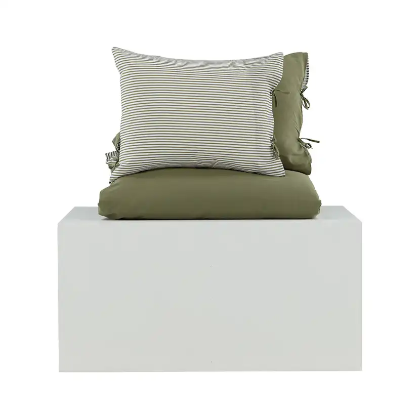 Jenna Bed Set Linen Cotton Green 240x220 cm Färg: Mörkgrön, Mått: 240x220 cm