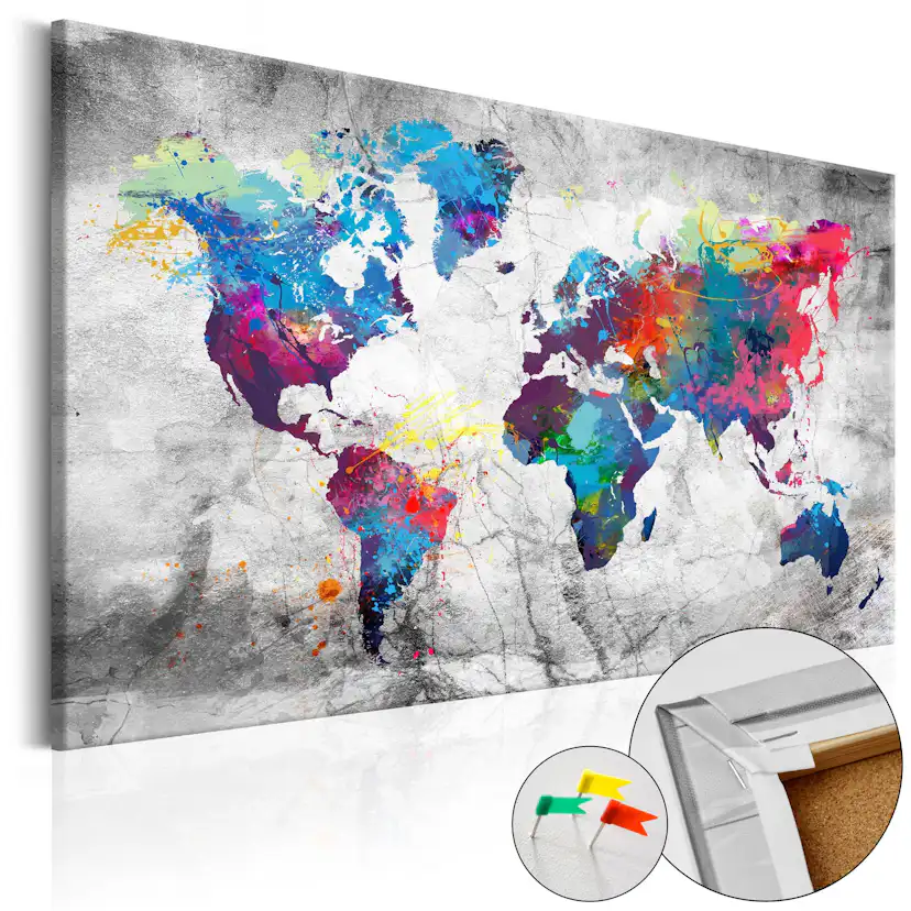 Anslagstavla Arkiio World Map Grey Style