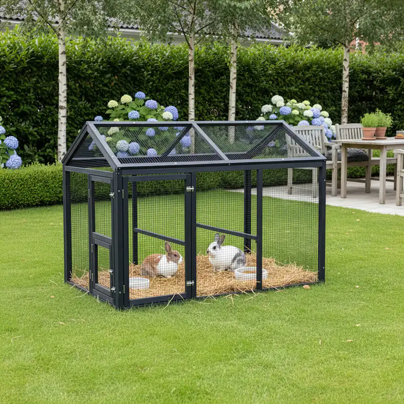 Kaninbur Hortus Svart 140 x 85 x 108 cm