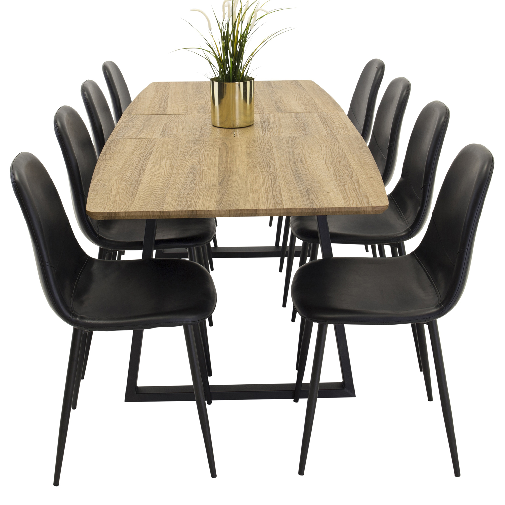 Matgrupp Venture Home Ina med 8 Pobbie Stolar Svart