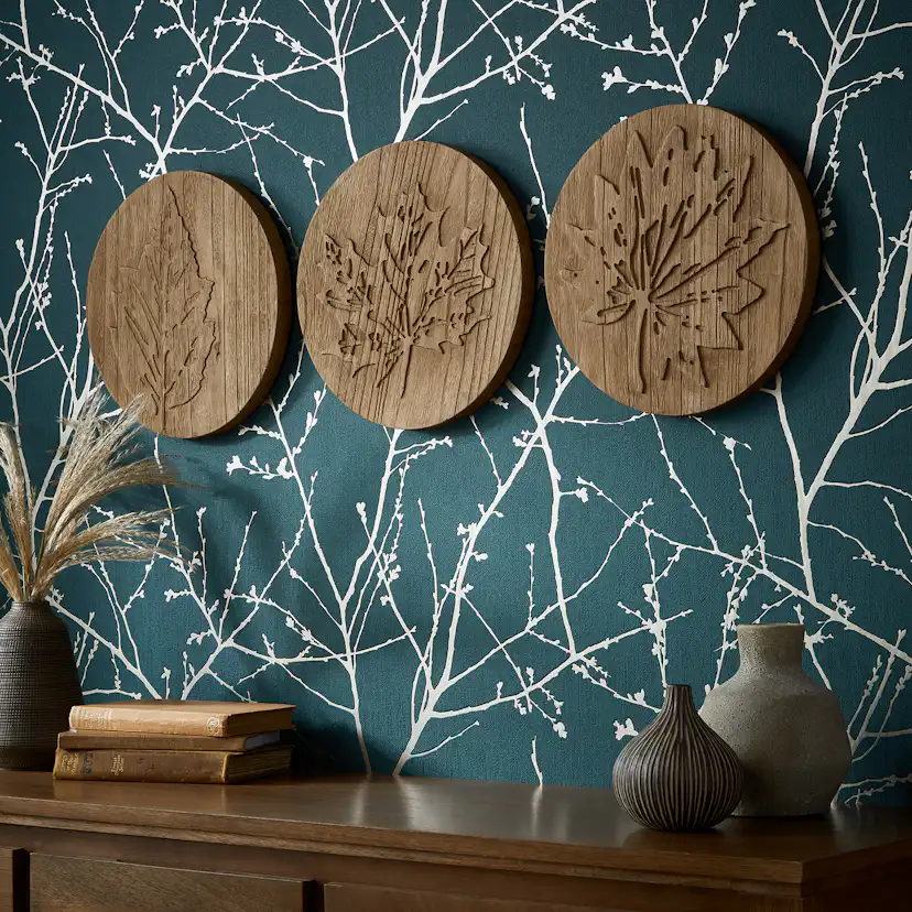 Tavla Art For The Home Wood Leaves Trio