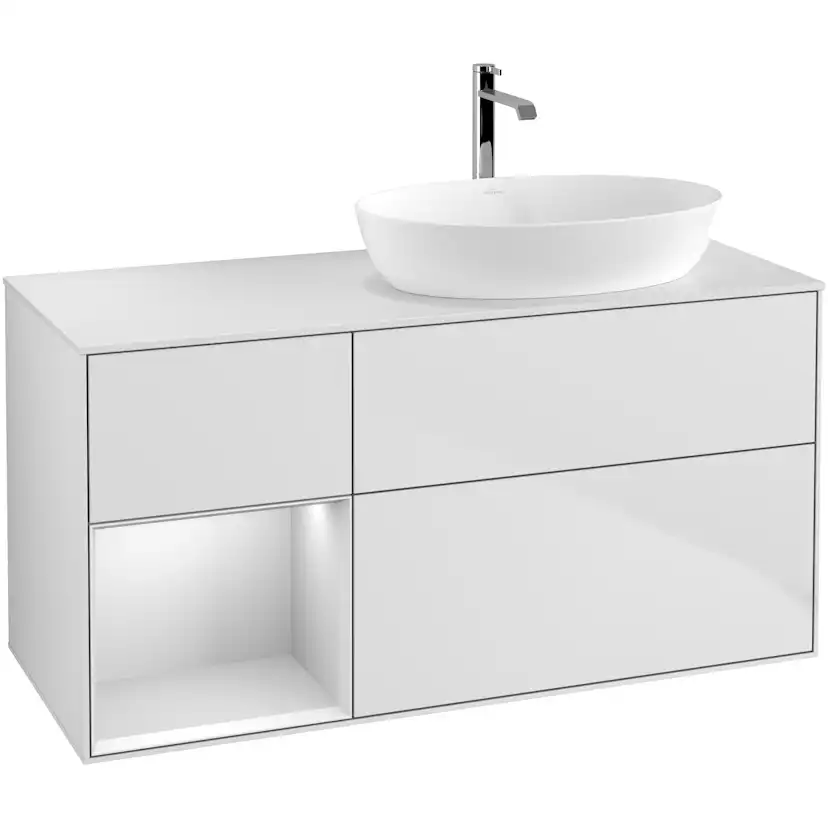 Tvättställsskåp Villeroy & Boch Finion med 3 Lådor Hylla och Bänkskiva för Ocentrerat Tvättställ från Artis & Collaro