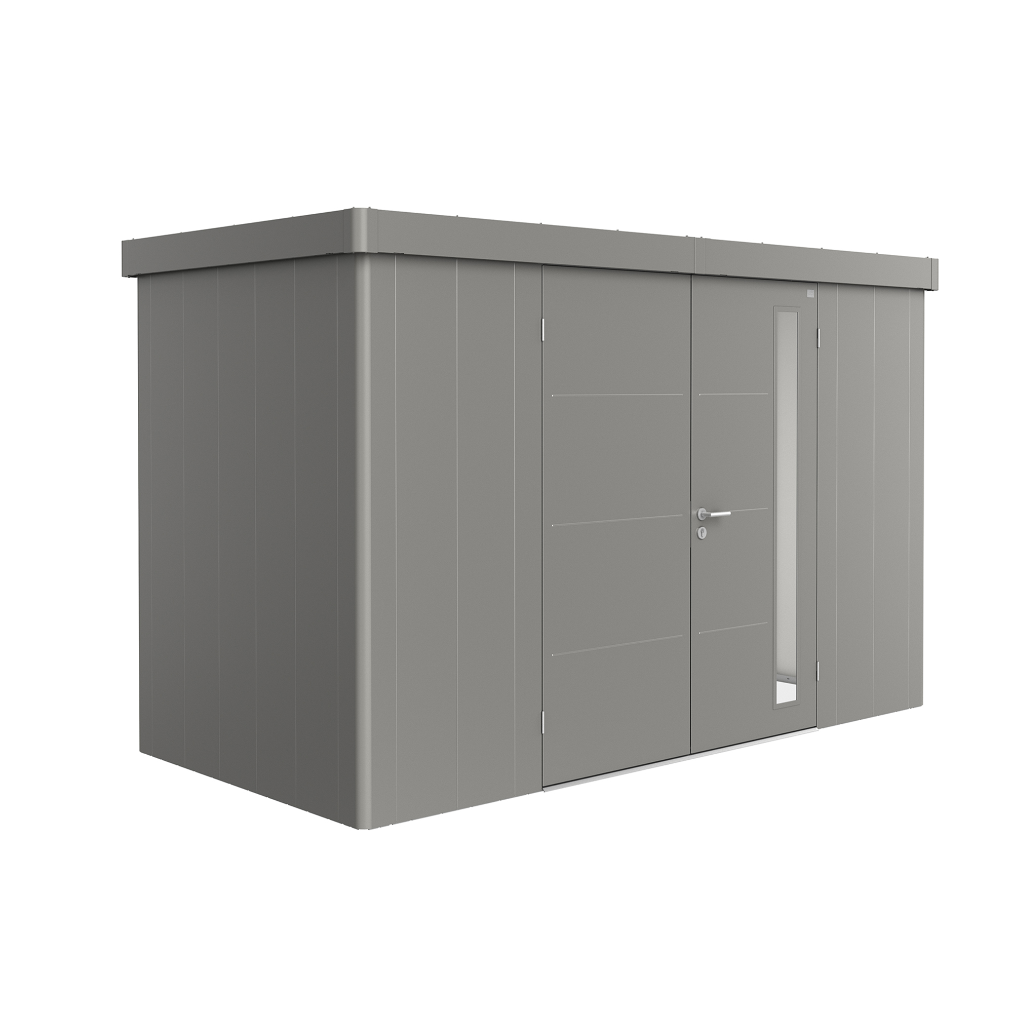 Trägård skjul Neo 1D med Dubbeldörr, metallic kvarts-grå Kvartsgrå