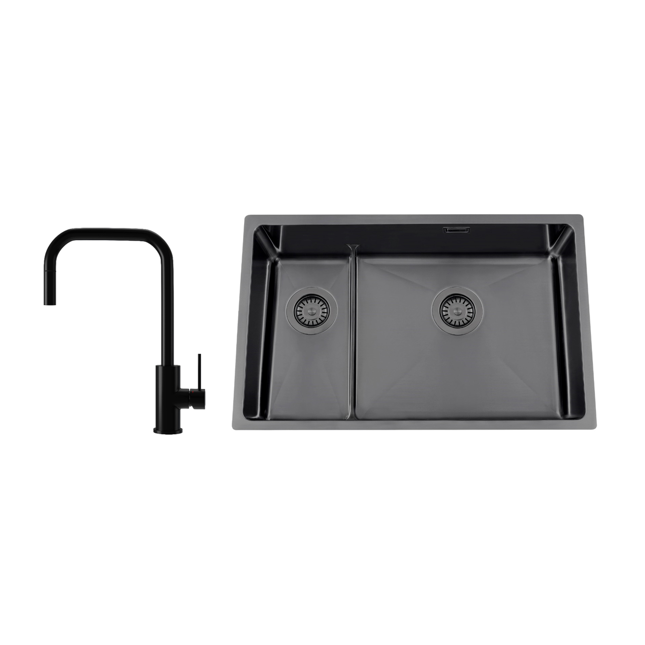 Diskho Nordic Tech Titan 73 KHX Nickel med Köksblandare Steel Accent Square D