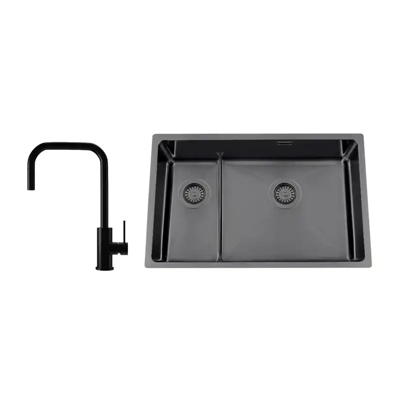 Diskho Nordic Tech Titan 73 KHX Nickel med Köksblandare Steel Accent Square D