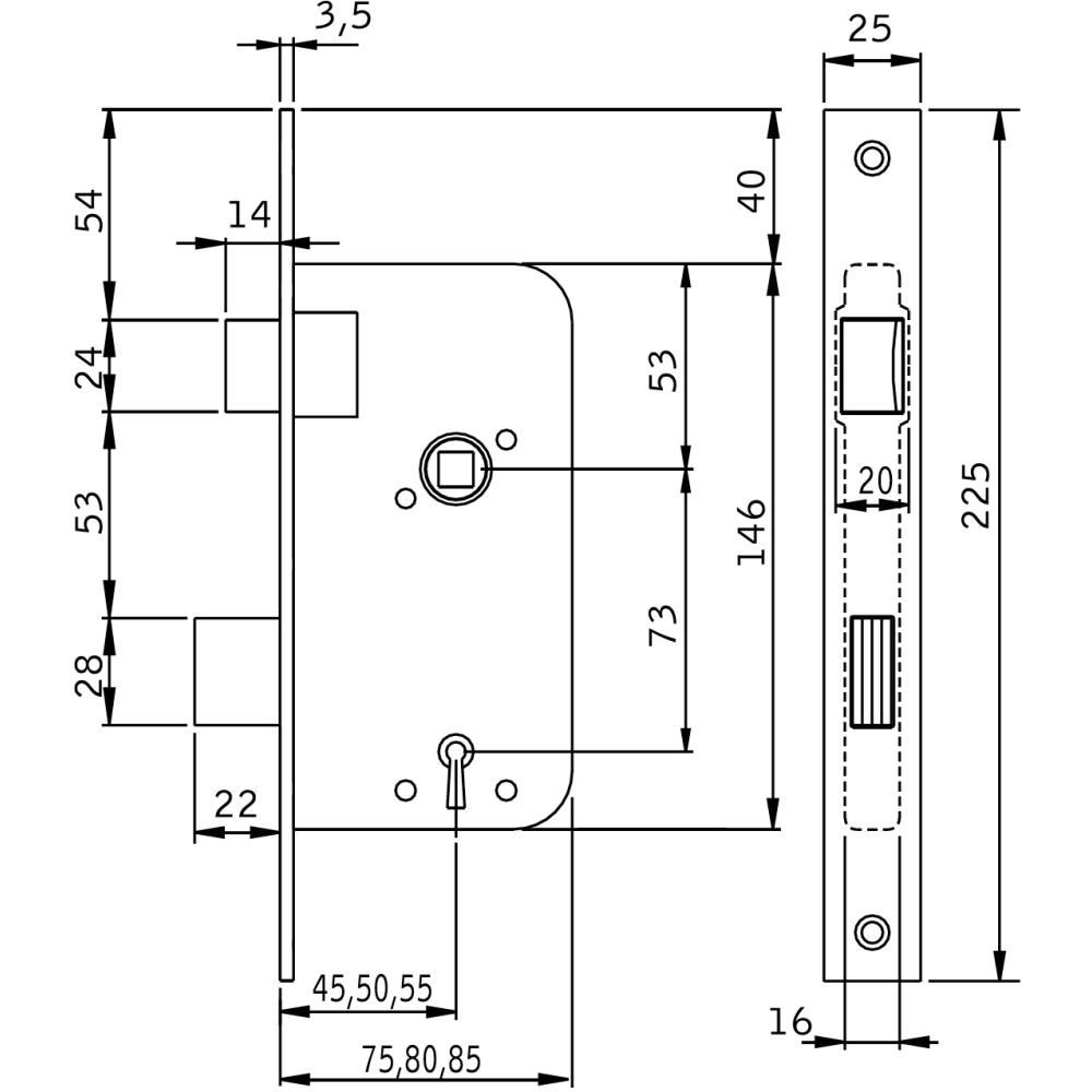 Låshus ASSA Abloy 40B7-75