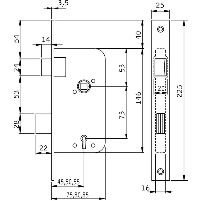 Låshus ASSA Abloy 40B7-75