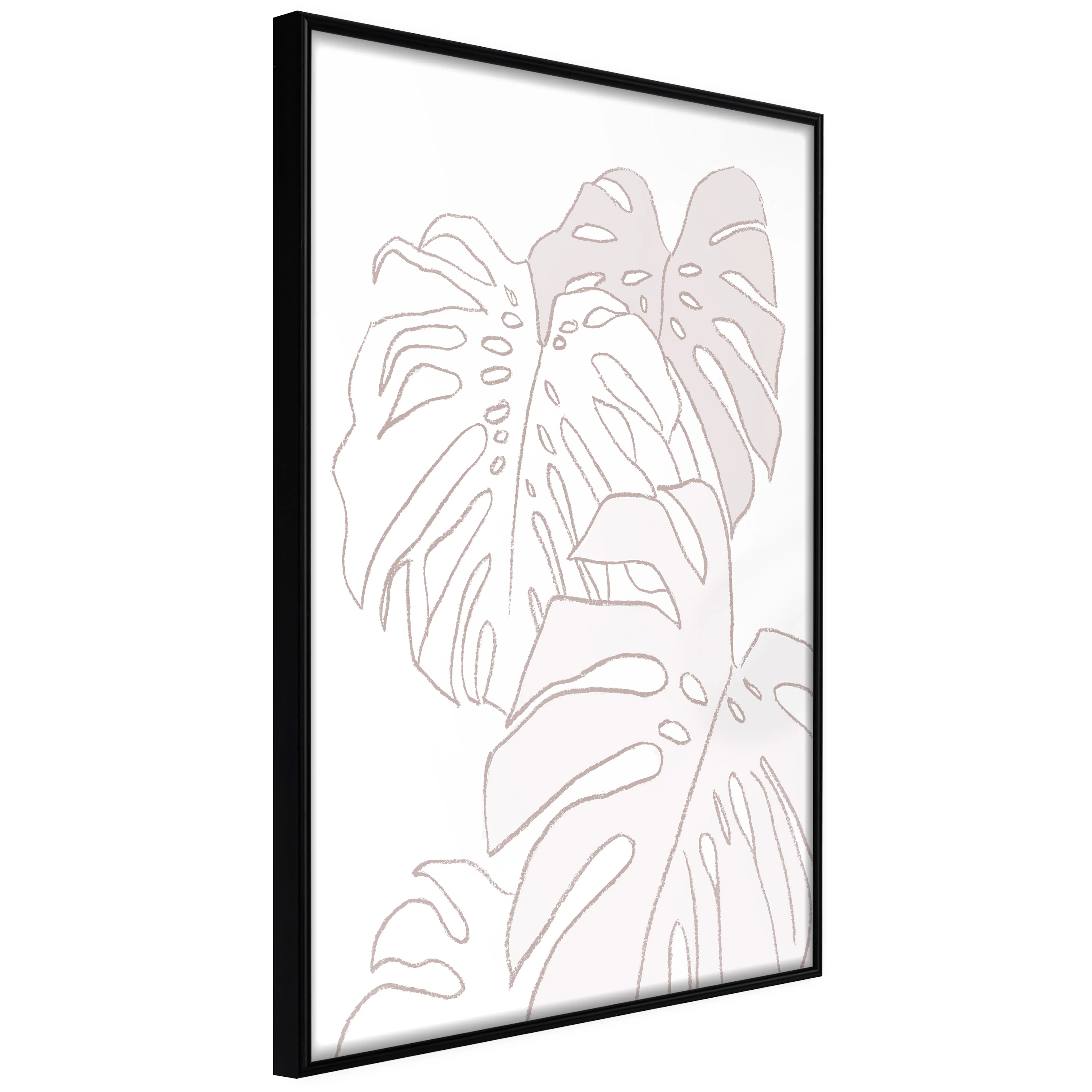 Affisch - Cream Monstera [Poster] 20x30 Svart ram, 20x30 cm