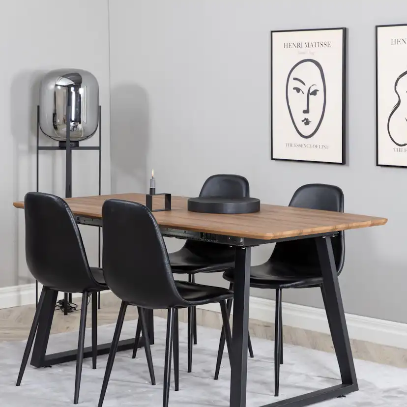 Matgrupp Venture Home Ina med 4 Pobbie Stolar Konstläder Svart