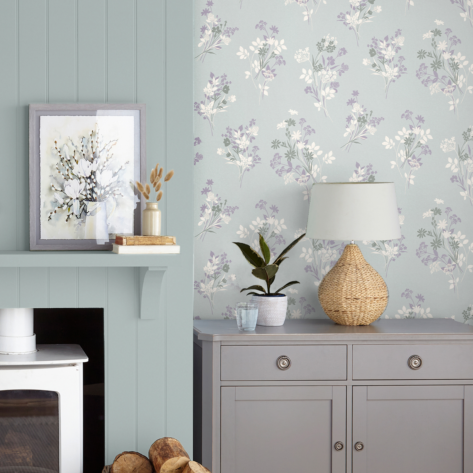 Tapet Laura Ashley Igerna Pale Duck Egg Blå 119857