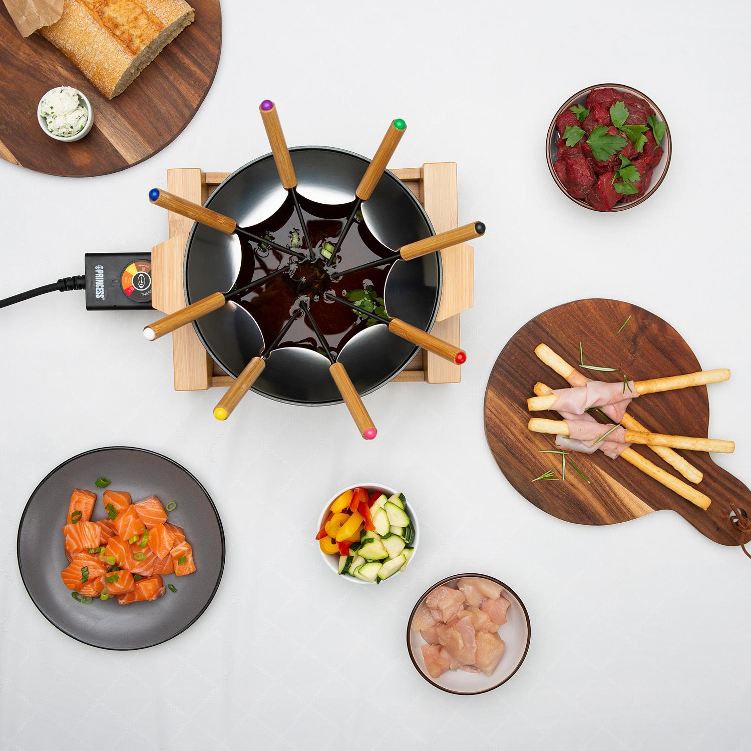 Fondueset Princess Pure Bamboo 1,5L 8 st Pinnar