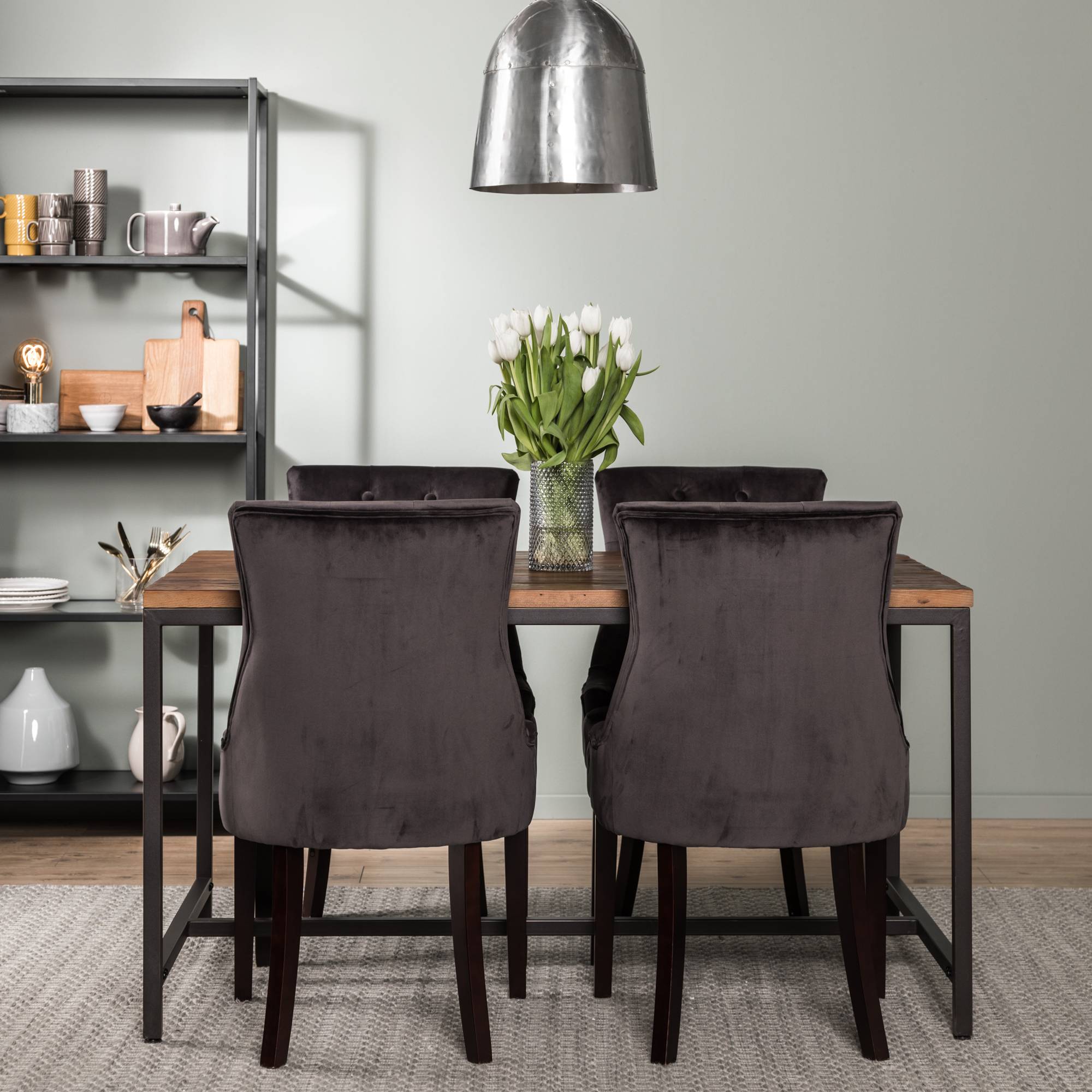 Matgrupp Bloomington Wilmer Rektangulär 140 cm med 4 Viktoria Matstol Sammet