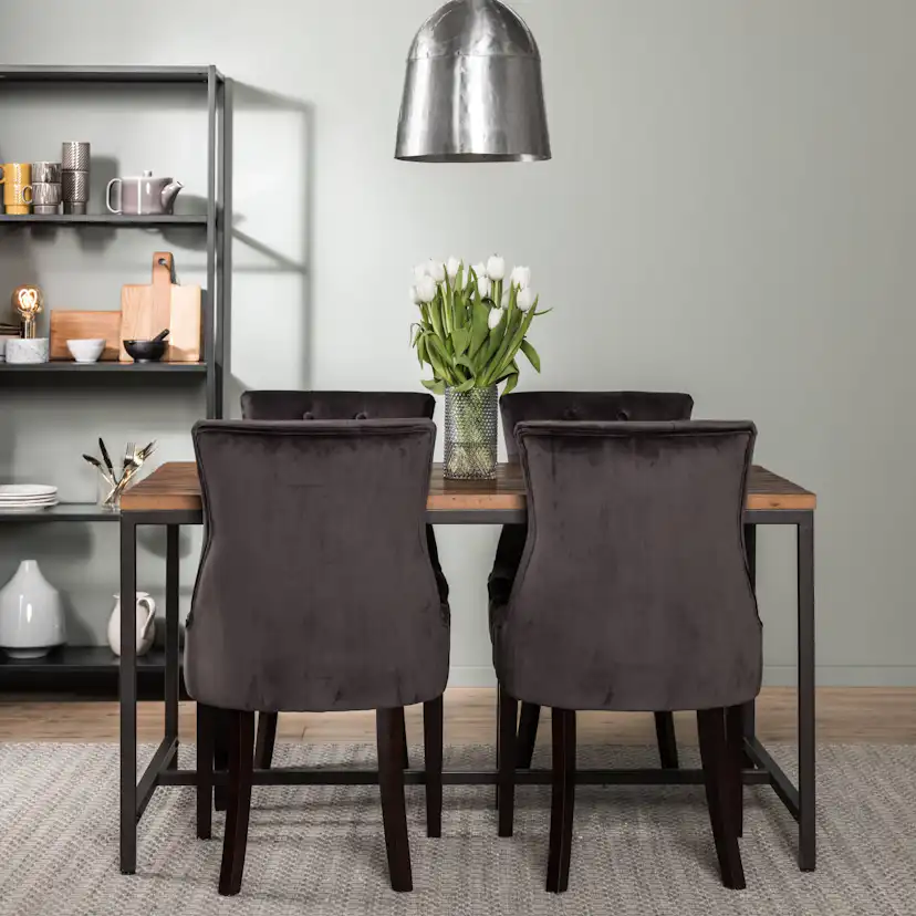 Matgrupp Bloomington Wilmer Rektangulär 140 cm med 4 Viktoria Matstol Sammet