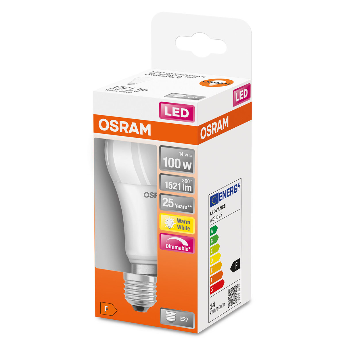 LED-Lampa Osram Normal (100) E27 Dim Matt 827 Cl A