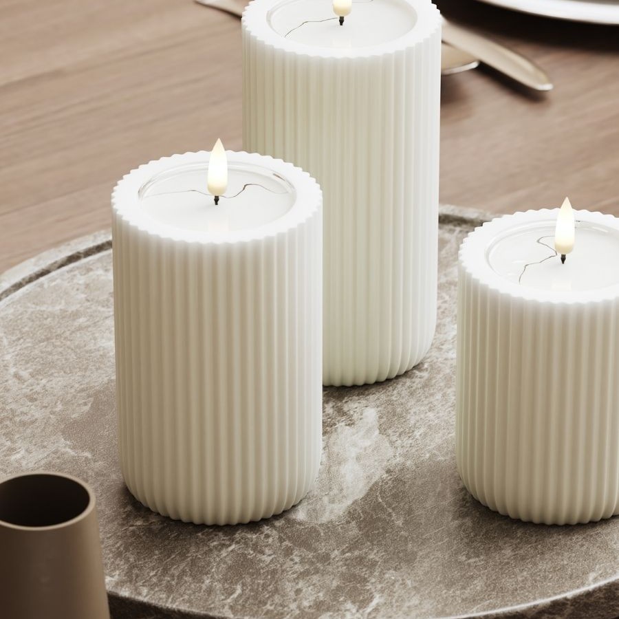 LED-Blockljus UNIQUE Candles Stripe 8x12,5 cm