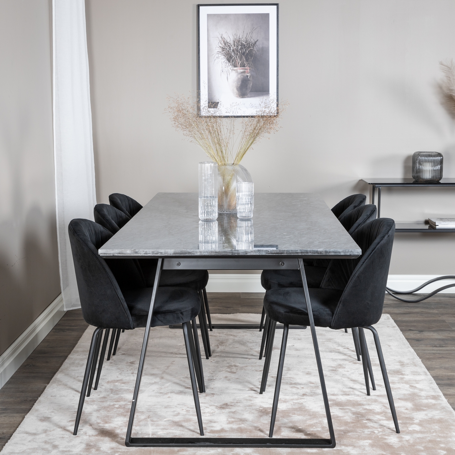 Matgrupp Venture Home Estelle med 6 Wrigley Stolar Sammet