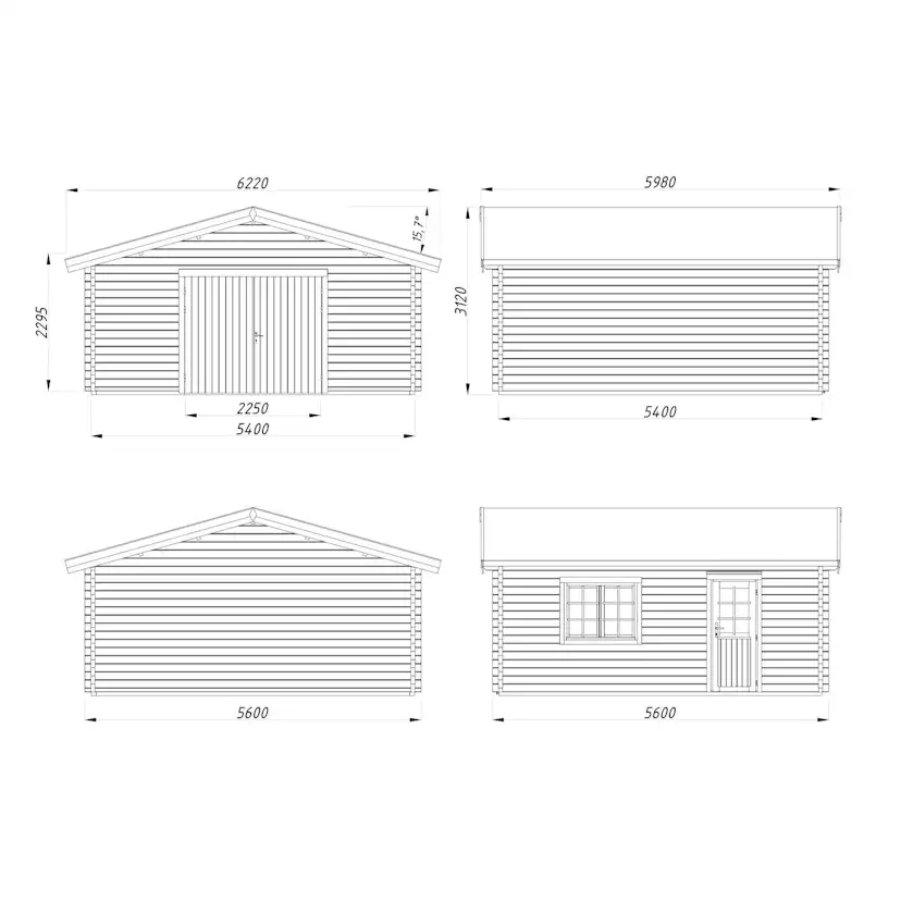 Garage Palmako Roger med Garagedörr 29,2 m2