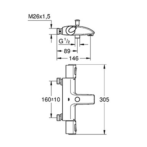 Dusch- och Badkarsblandare Grohe Grohtherm 1000+
