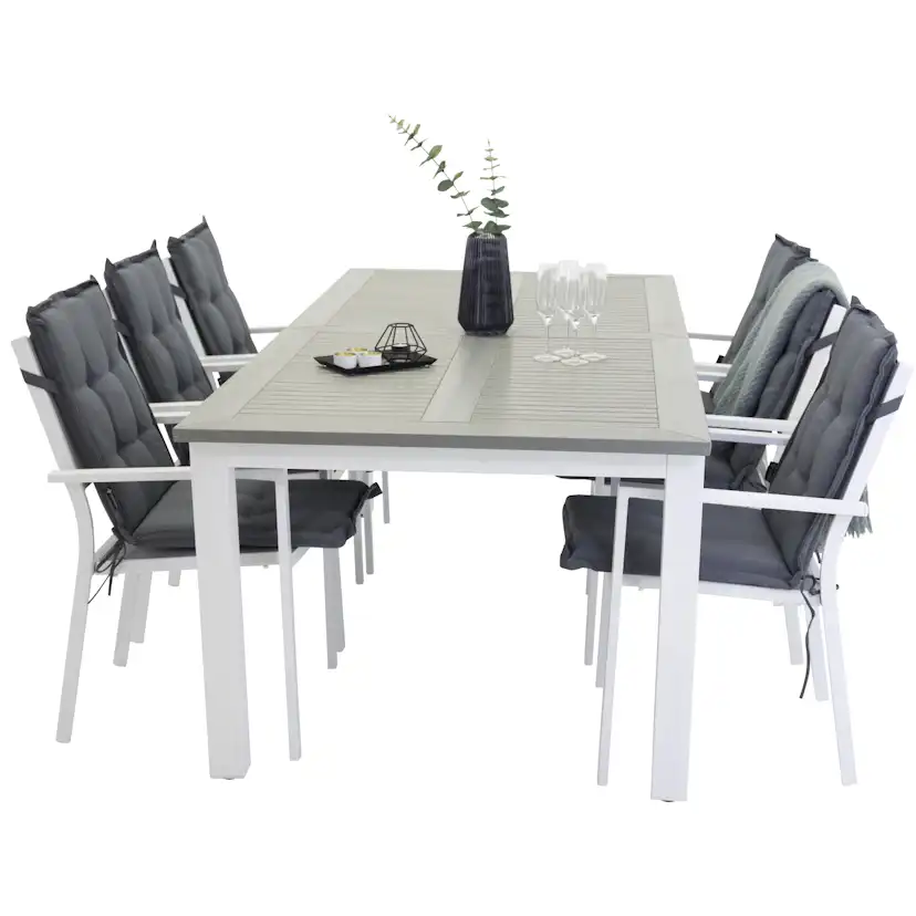Matgrupp Venture Home Aleyna 224/324 med 6 Copacabana Karmstolar