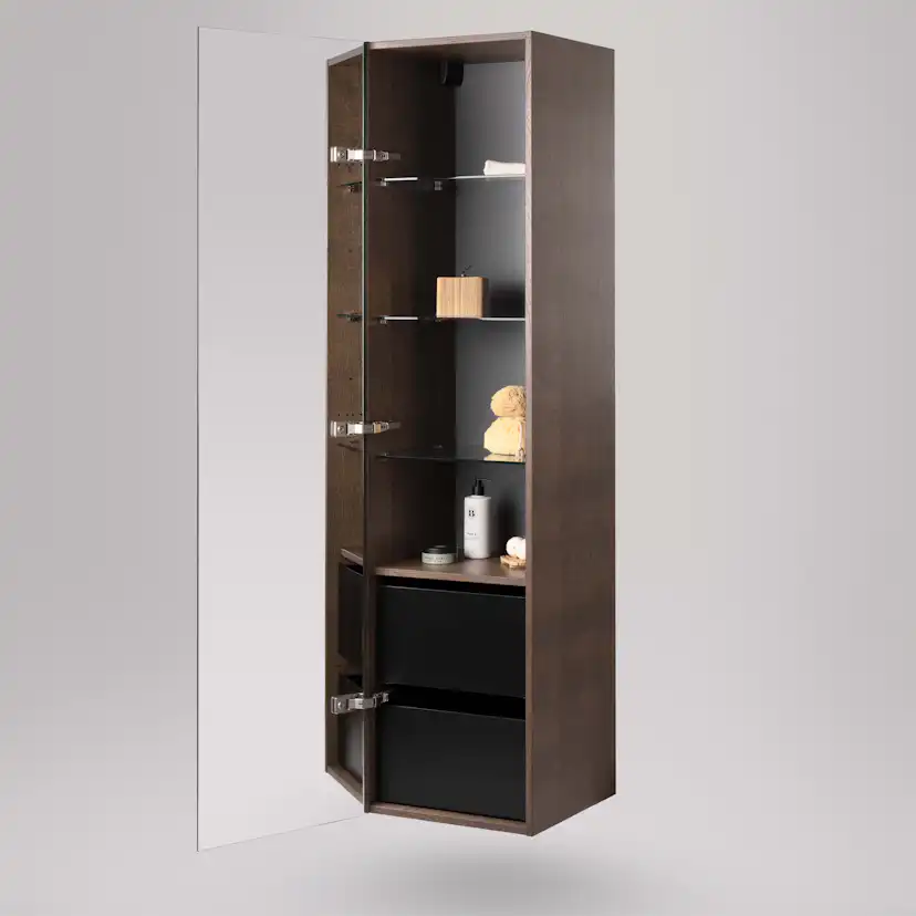 Högskåp TWIN 40, Låda,Dark Oak, 4 Hyllplan, 2 Lådor, Höger,4 Bredd: 400 mm, Dark Oak, Höger med 2 Lådor