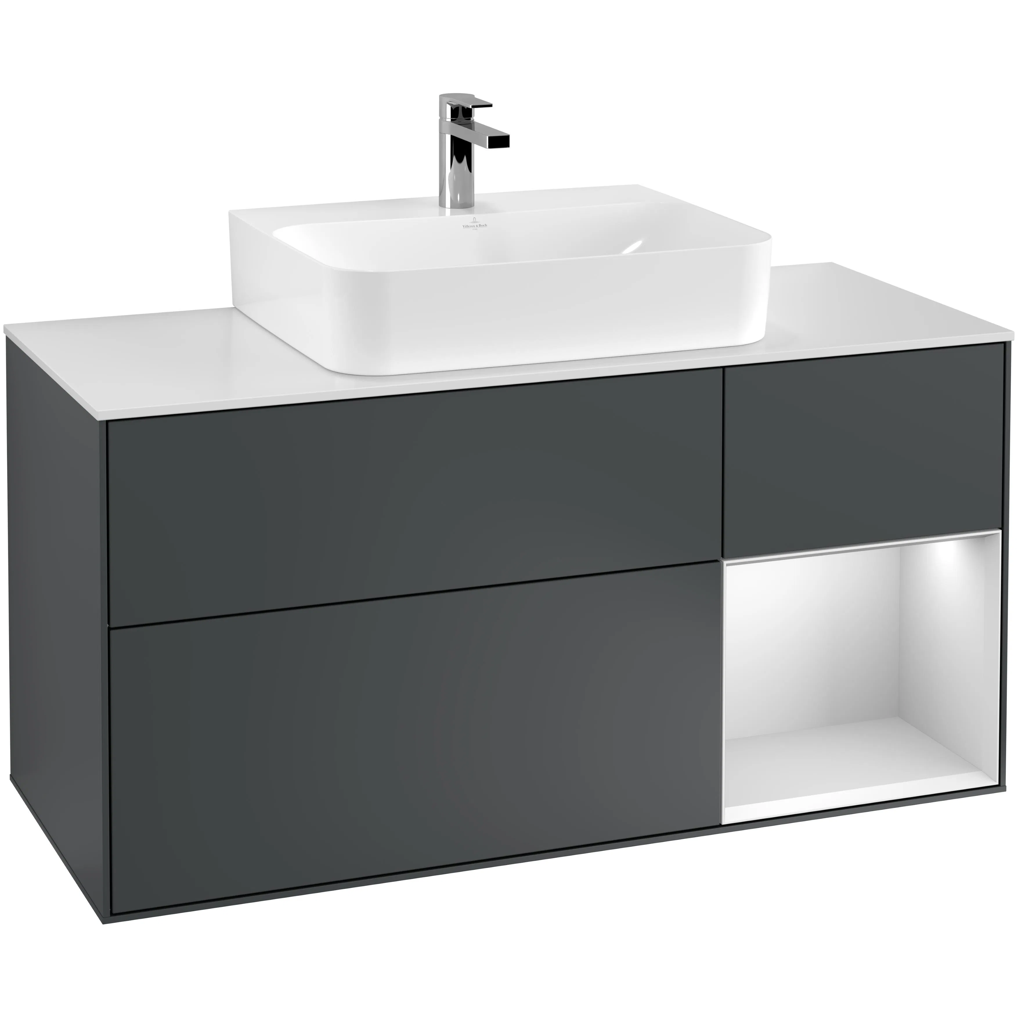 Tvättställsskåp Villeroy & Boch Finion med 3 Lådor Hylla och Bänkskiva för Centrerat Tvättställ