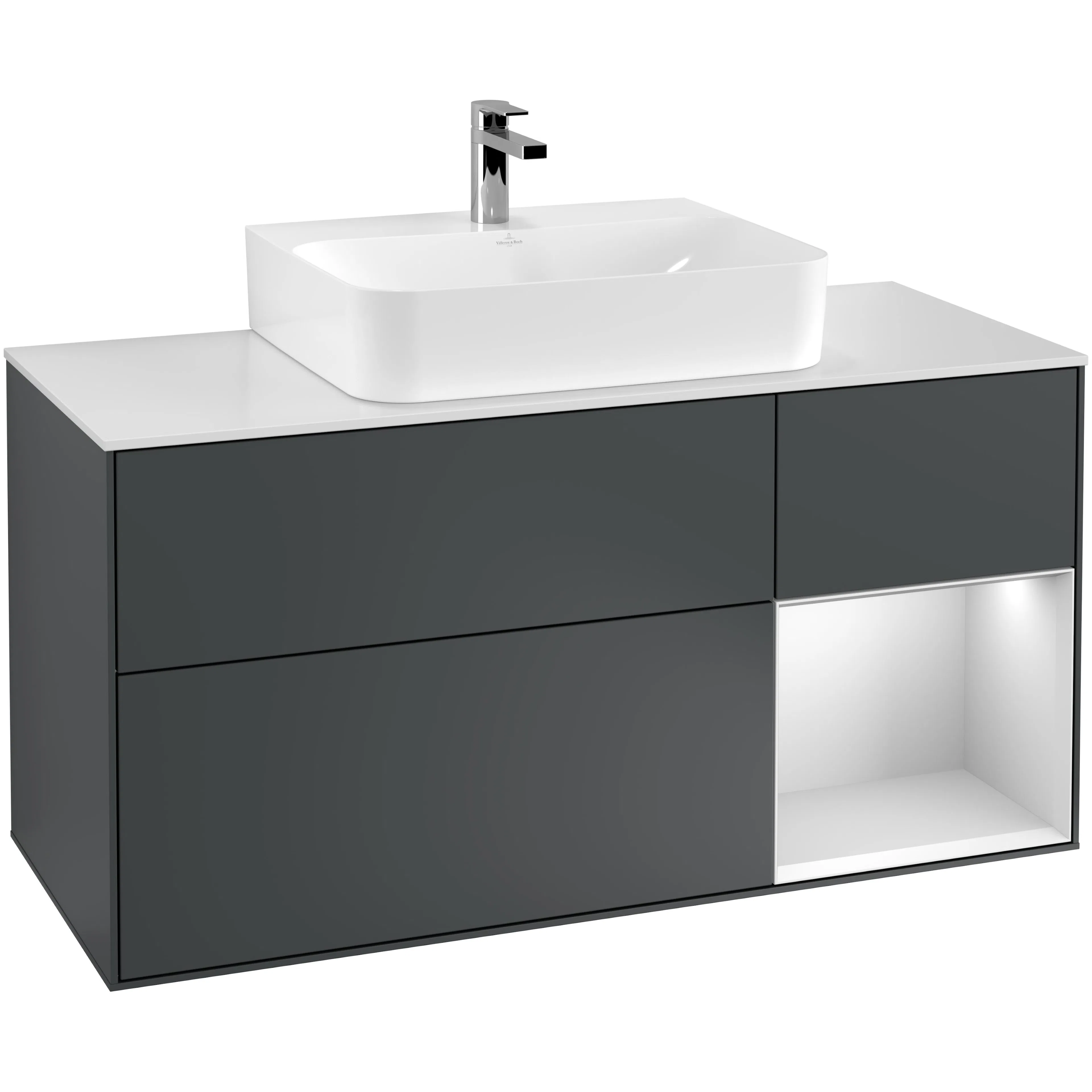 Tvättställsskåp Villeroy & Boch Finion med 3 Lådor Hylla och Bänkskiva för Centrerat Tvättställ