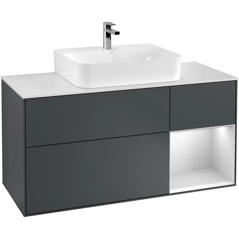 Tvättställsskåp Villeroy & Boch Finion med 3 Lådor Hylla och Bänkskiva för Centrerat Tvättställ