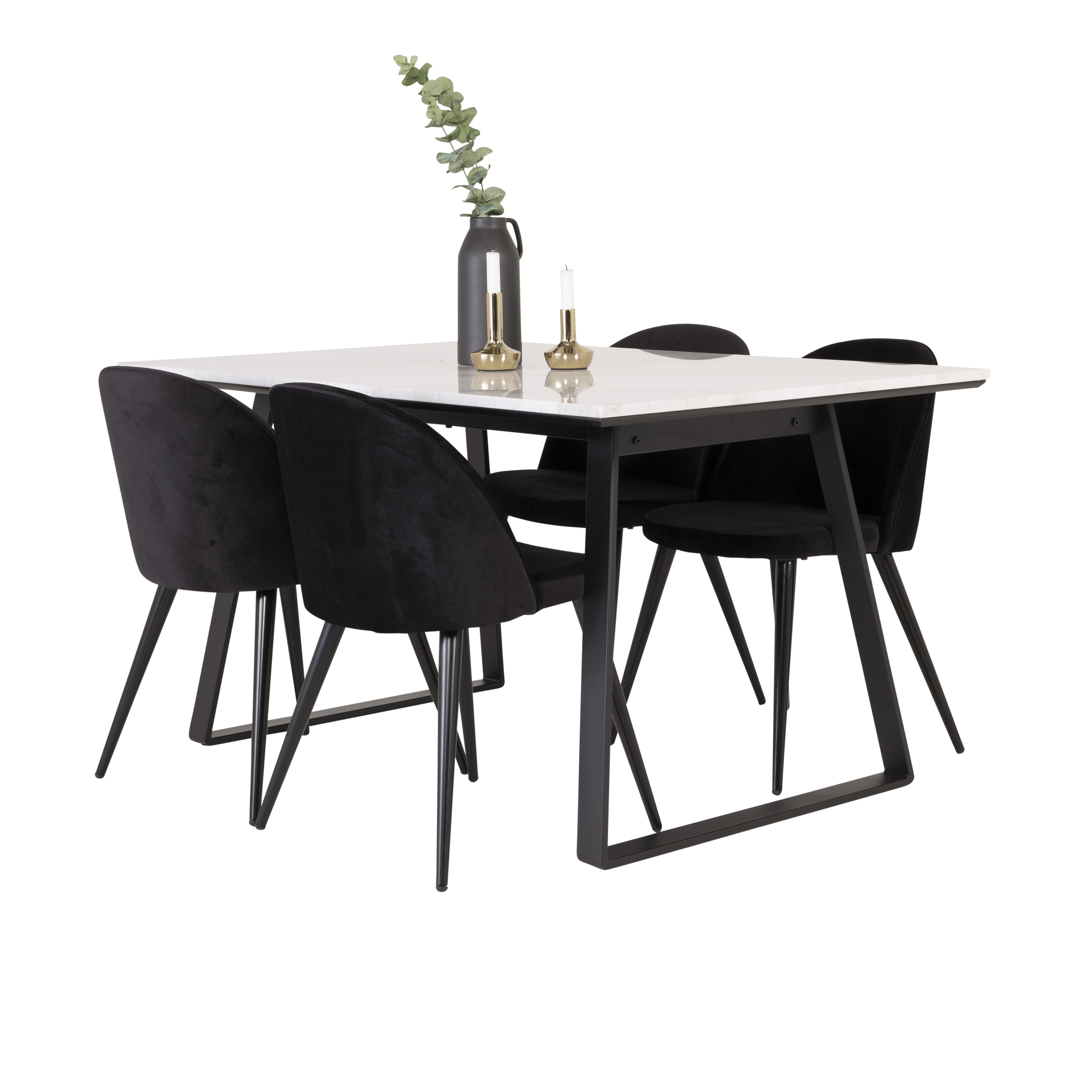 Matgrupp Venture Home Estelle 140 med 4 Valentina Stolar Sammet