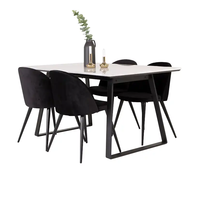 Matgrupp Venture Home Estelle 140 med 4 Valentina Stolar Sammet