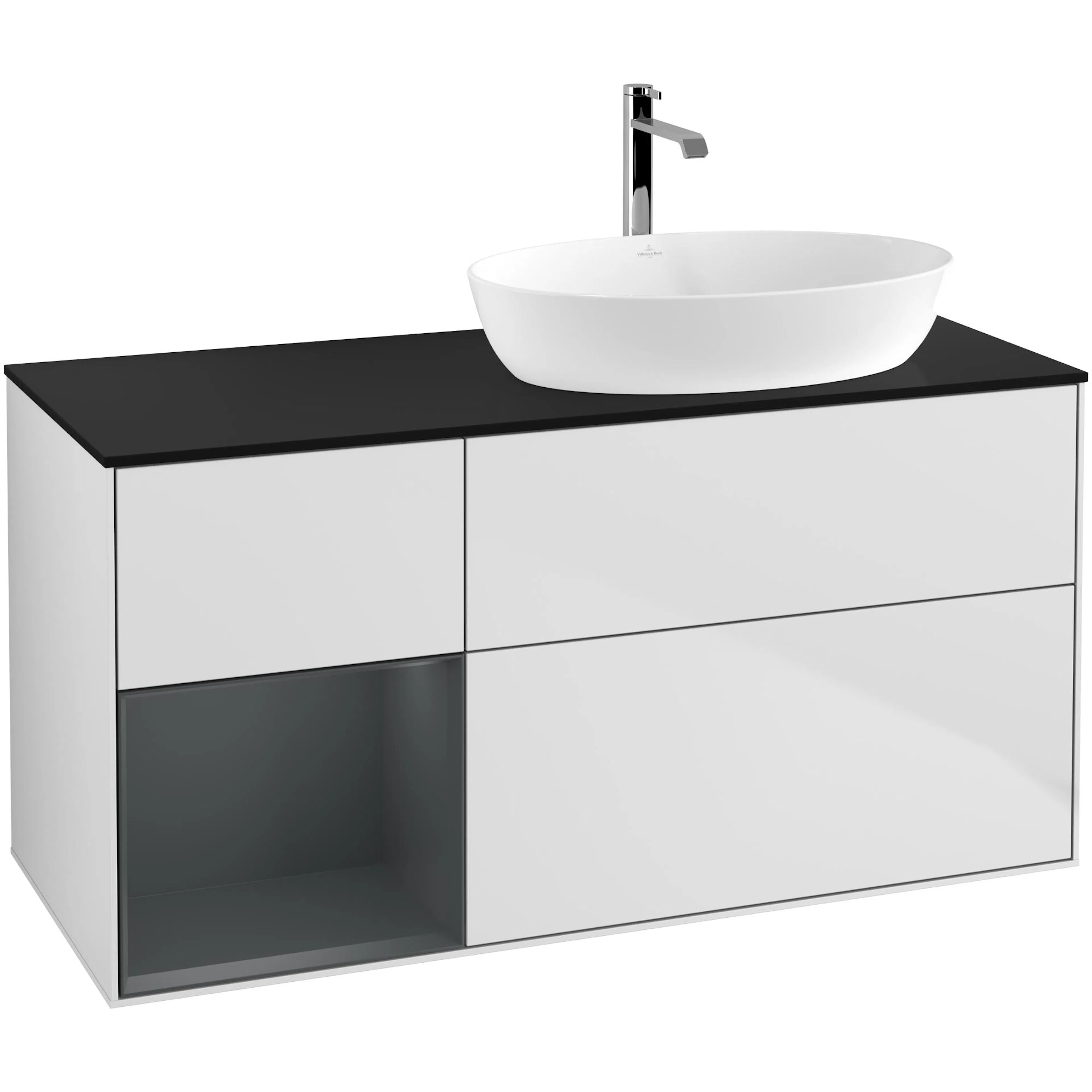 Tvättställsskåp Villeroy & Boch Finion med 3 Lådor Hylla och Bänkskiva för Ocentrerat Tvättställ från Artis & Collaro