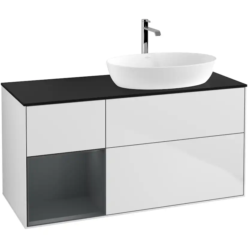 Tvättställsskåp Villeroy & Boch Finion med 3 Lådor Hylla och Bänkskiva för Ocentrerat Tvättställ från Artis & Collaro