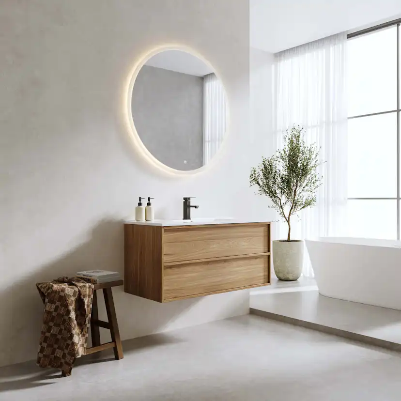 Tvättställsskåp Bathlife Charm med Tvättställ och Spegel Skina