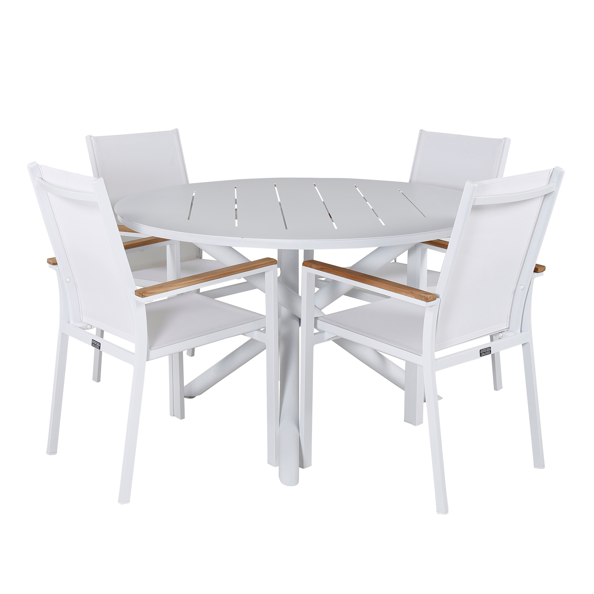 Alma Dining Table - White Alu - ø120cm+Texas Chair - White/T Vit