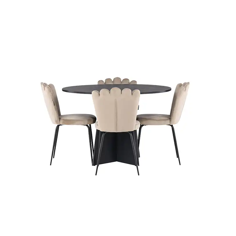 Matgrupp Venture Home Bootcut Ø110 cm med 4 Limhamn Light Stolar