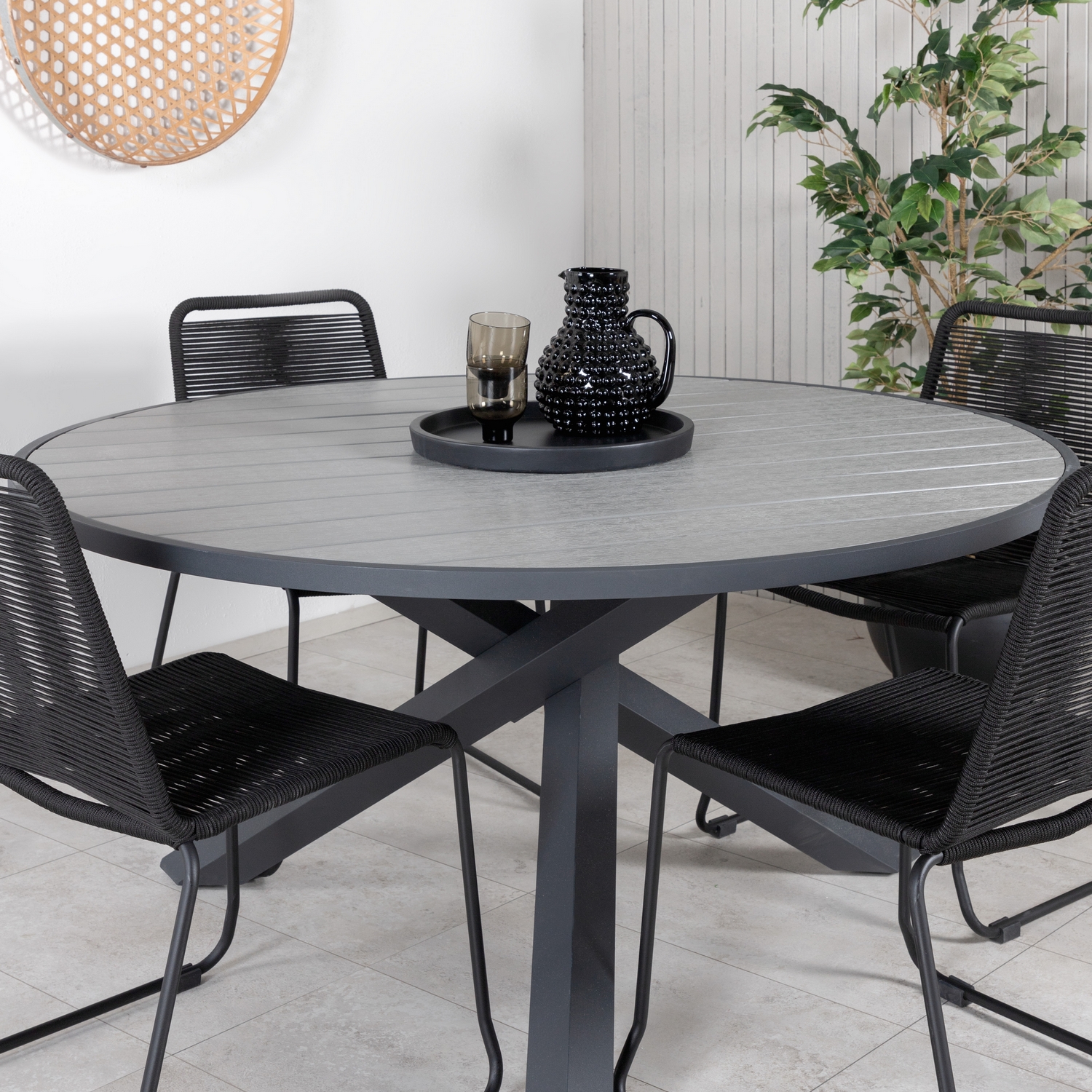 Matgrupp Utomhus Venture Home Pincy med 4 Leon Stapelbara Trädgårdsstolar