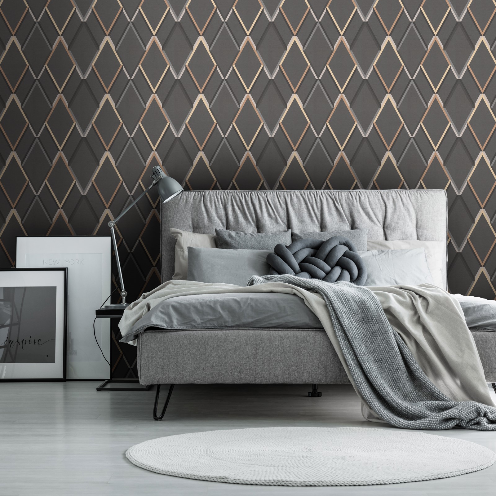 Tapet WOW Metallisk Geometrisk Grå