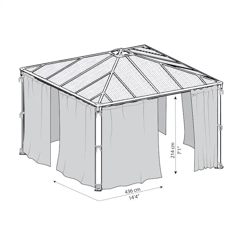 Gardinset Canopia by Palram Grå Till Palermo Paviljong 4,3 x 4,3 m
