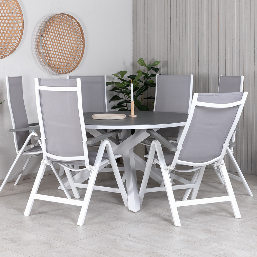 Matgrupp Venture Home Copacabana med 6 Aleyna Positionsstolar med Högt Ryggstöd