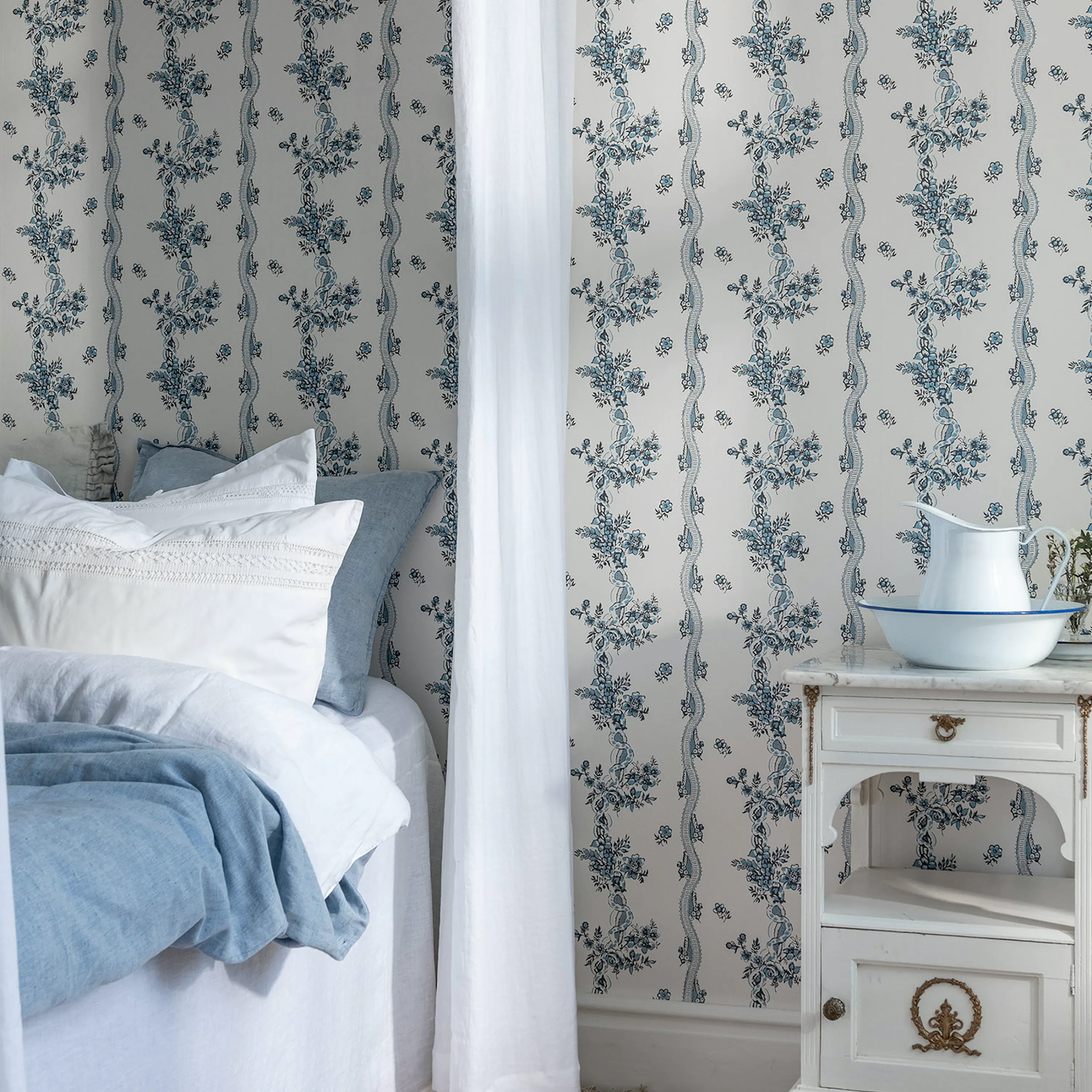 Tapeter sovrum Gammalsvenska Renshammar Blå