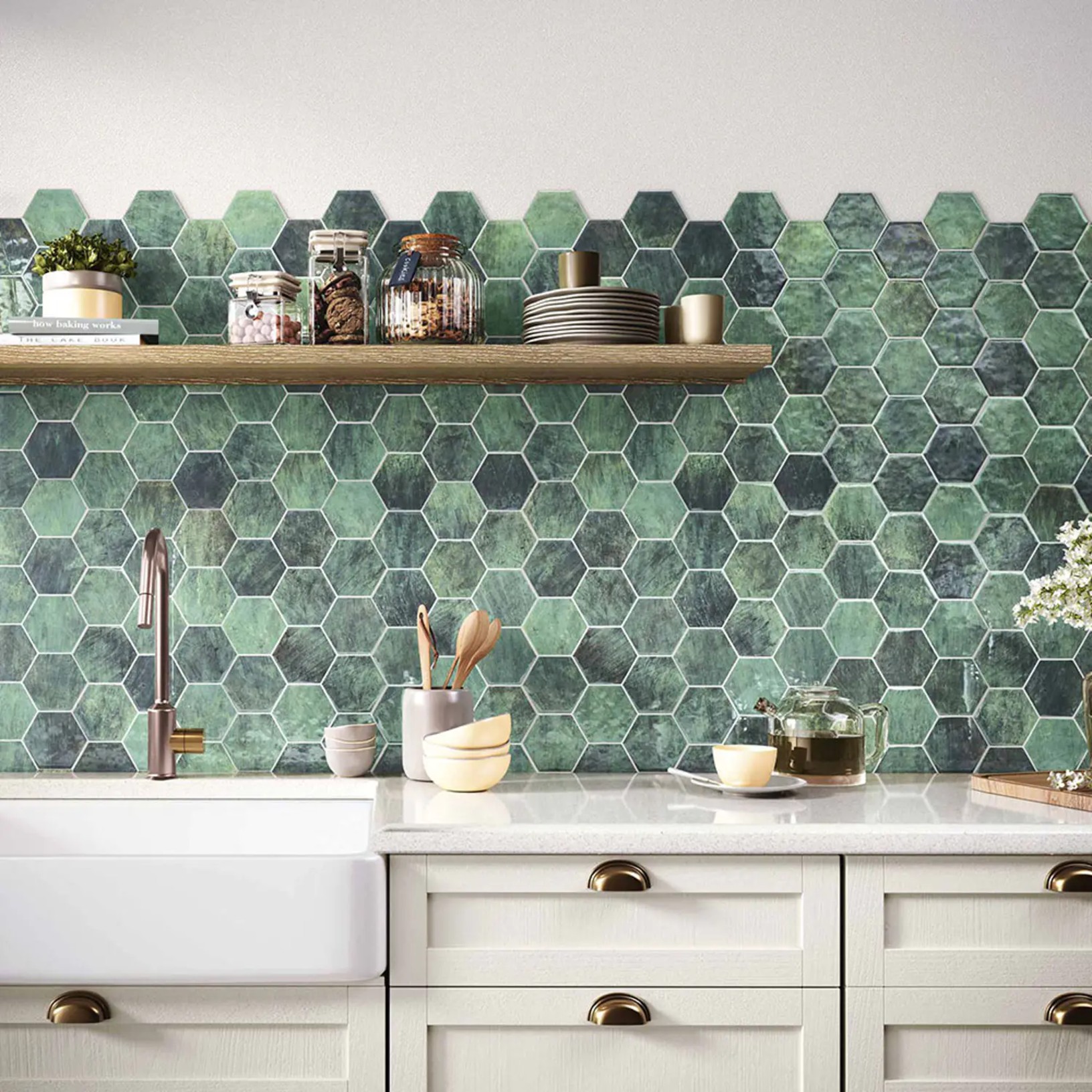 Färgat kakel i kök