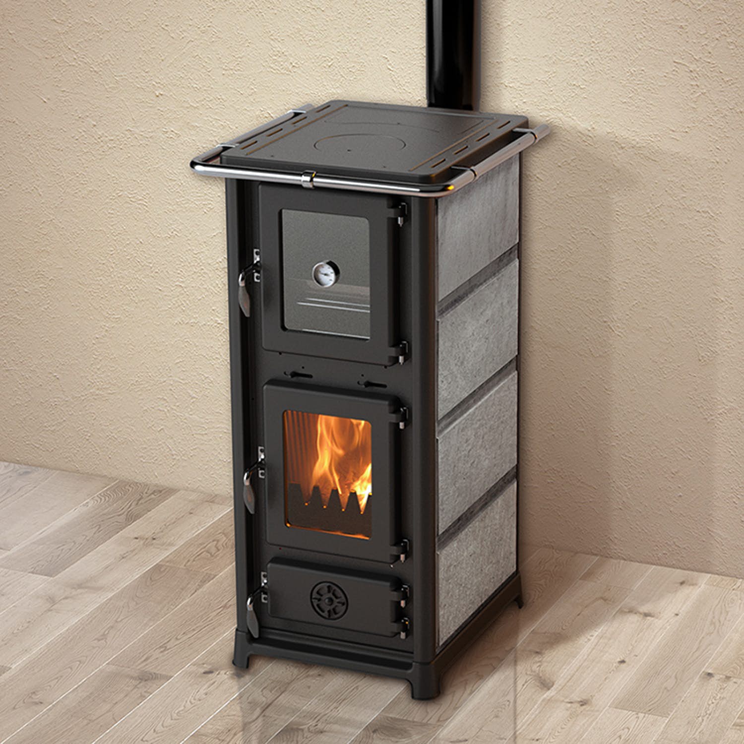 Modern vedspis lantlig stil