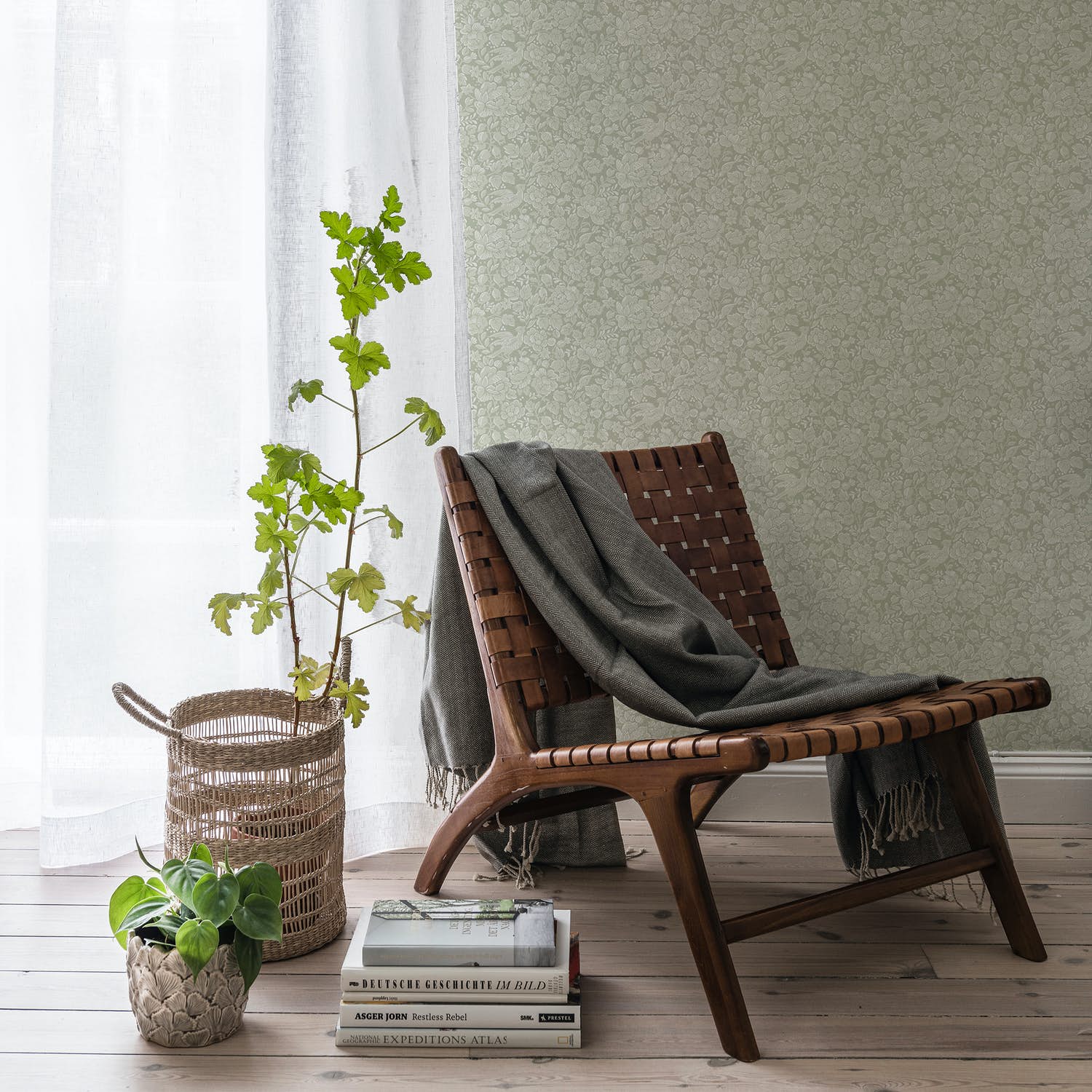 Fondtapet sovrum grön