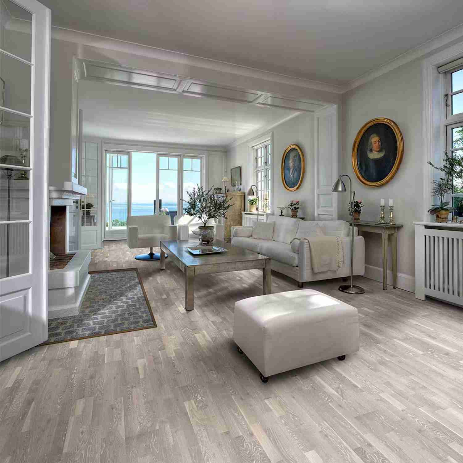 Snygga golv - Parkettgolv Kährs Limestone Vit Mattlackad Borstad Ek 3-stav