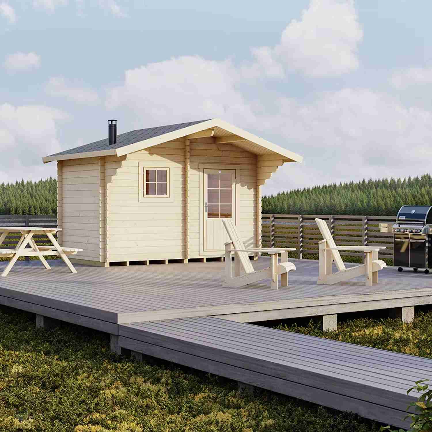 Bygga bastuhus - Bastu Luoman Lillevilla Kulovesi 7,6 m2