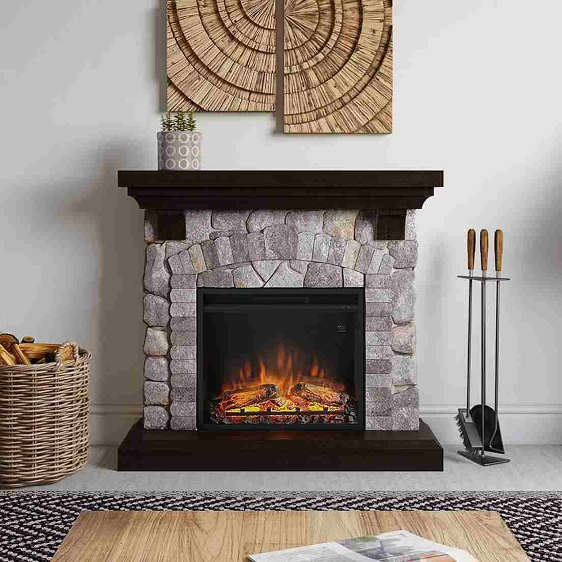 Elkamin med värme - elektrisk-kamin-tagu-reino-rock-gra-skorstensfri-elkamin-1500w