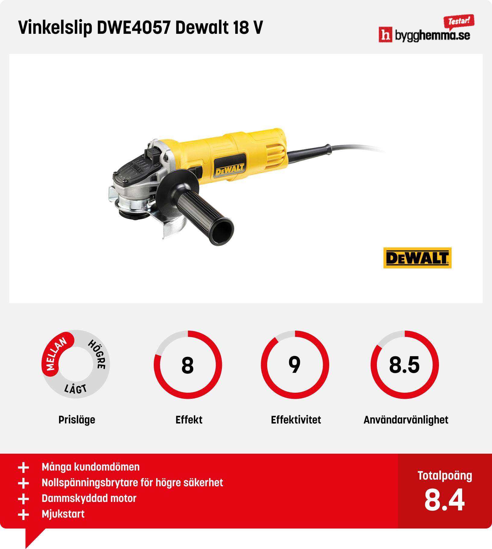 Vinkelslip bäst i test - Vinkelslip DWE4057 Dewalt 18 V