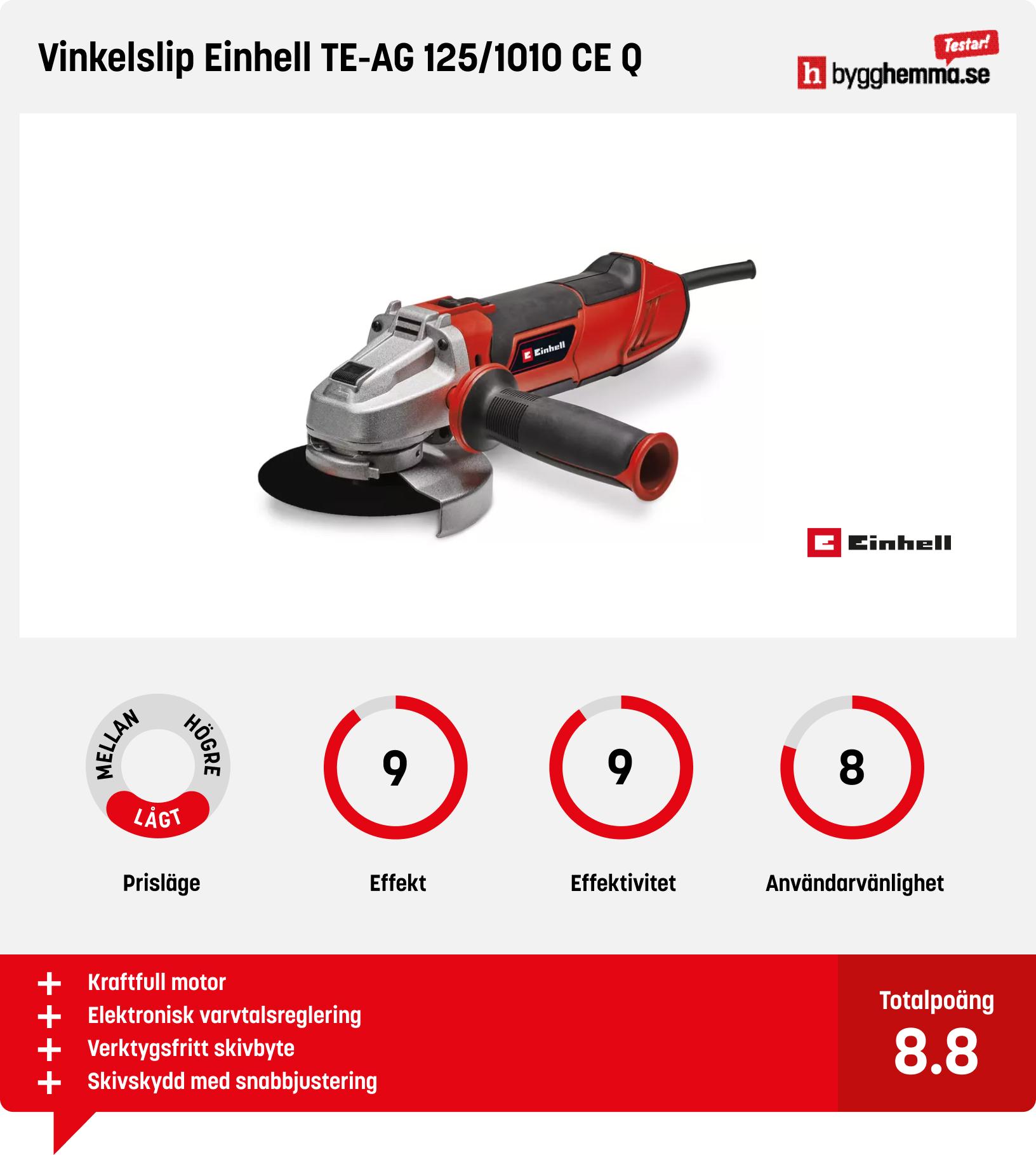 Vinkelslip bäst i test - Vinkelslip Einhell TE-AG 125/1010 CE Q