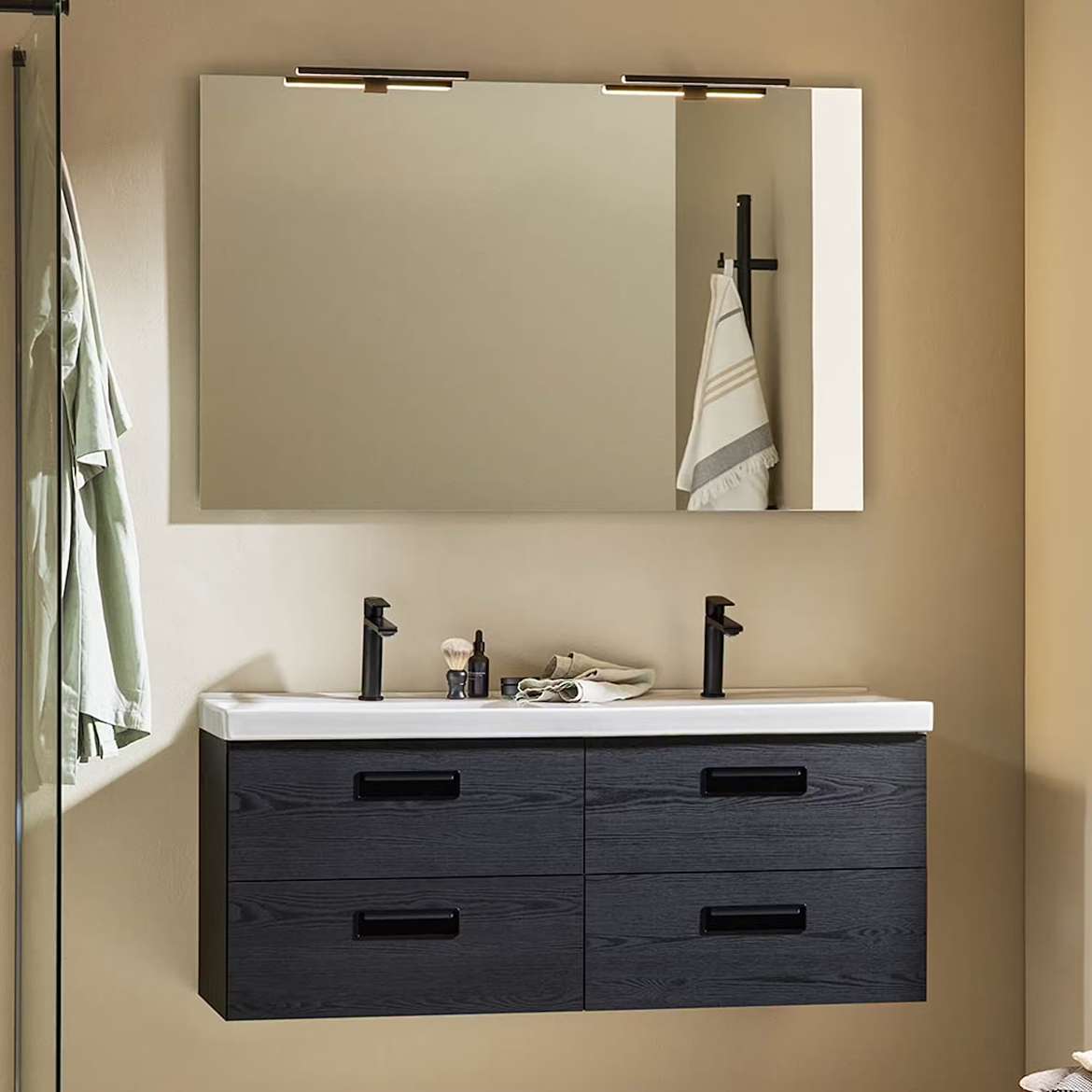 Dubbelhandfat med kommod - tvattstallsskap-noro-relounge-svart-trastruktur-med-tvattstall