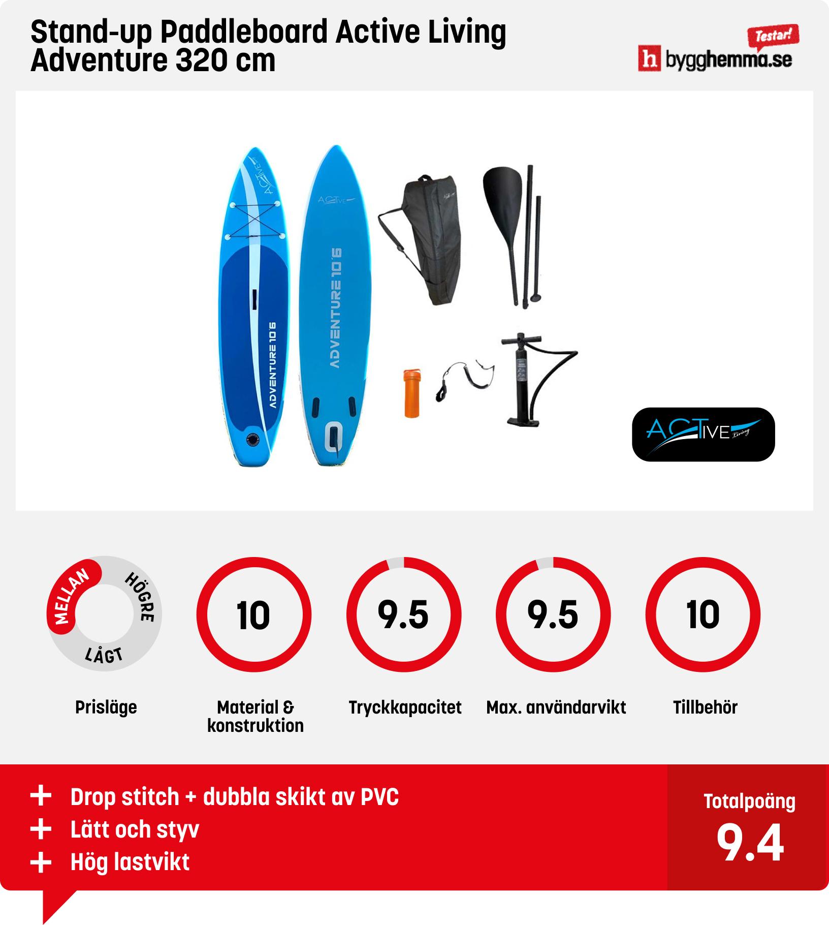 SUP bräda bäst i test - Stand-up Paddleboard Active Living Adventure 320 cm