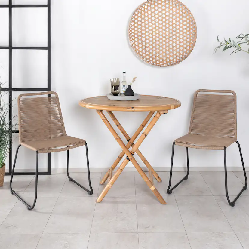 Cafégrupp Venture Home Cane med 2 Lindos Trädgårdsstolar Utomhus